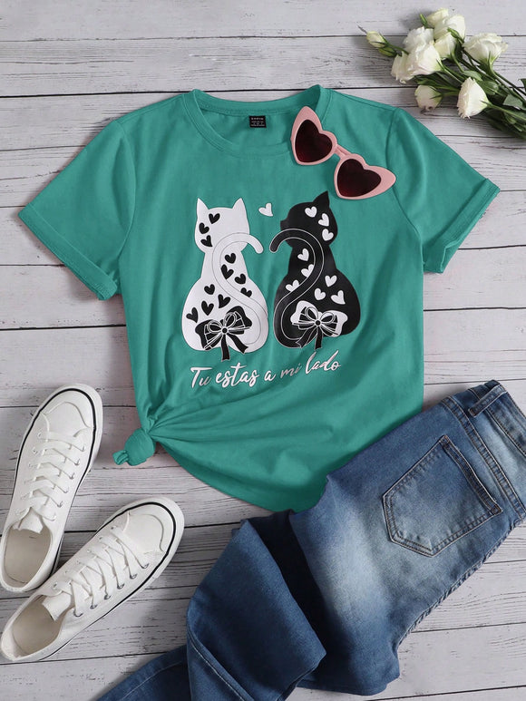 Cat print T-shirt