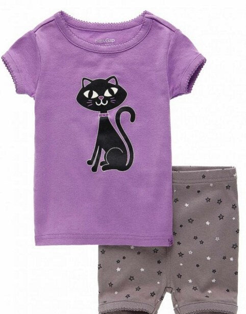 Black Cat Short Sleeve Pajamas