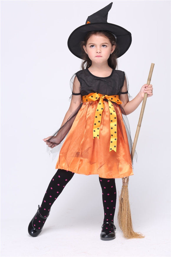 Orange witch Costume with Hat